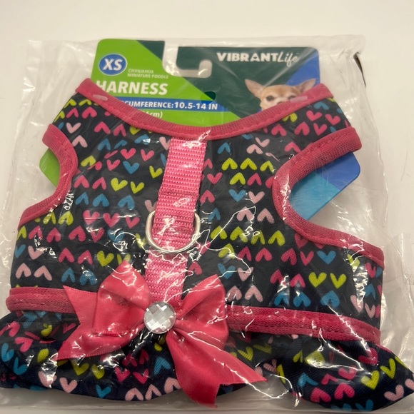NWT Vibrant Life Harness Navy with hearts and bow. Size XS - Picture 3 of 7